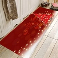 Tappeto da cucina natalizio in flanella rossa con albero di stelle dorate e antiscivolo - 40x60cm / Stile 3 (Albero di Natale Stellato)