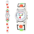 3D basketball embossed children's watch with white silicone strap and pointer display - White