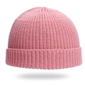 Pink knitted beanie hat in docker style with thick ribbed texture for men and women - Adjustable / Dusky Pink
