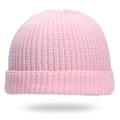 Pink rib-knit docker hat with thick cuff design for men and women in winter streetwear style - Adjustable / Light Pink
