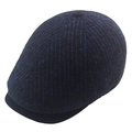 Gestrickte Baskenmütze für Herren in Marineblau und Schwarz meliert mit Schirm - Verstellbar / Marineblau