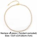 Gold tennis necklace with white round rhinestones and adjustable extension chain - White Round Zirconia Tennis Necklace