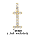 Vue détaillée du pendentif lettre T doré serti de zircons cubiques scintillants - Pendentif Lettre I (Sans Chaîne)
