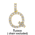 Détail du pendentif lettre Q plaqué or serti de pierres de zircone cubique transparentes - Pendentif Lettre Q (Sans Chaîne)