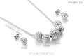Parure en acier inoxydable avec perles en cristal pavé pour collier et boucles - Ensemble de Collier Argenté à Cinq Boules en Strass (KS69984-Z)