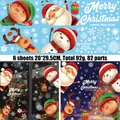6 sheets of Christmas static window stickers with Santa, reindeer and snowflakes - 6 Sheets Santa Snowman Set