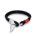 Détail du bracelet en paracorde noire avec fermoir queue de baleine argenté et rouge - Noir