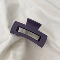 Matte dark purple rectangular hair claw clip in minimalist geometric style on white fabric - Rectangular Claw Clip / Grey Purple