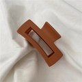 Matte brick red rectangular hair claw clip with geometric hollow design for women - Rectangular Claw Clip / Orange