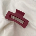 Minimalist matte dark red rectangular hair claw clip for women on white fabric - Rectangular Claw Clip / Rose Red