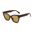 Classic cat eye sunglasses with dark brown frames and amber lenses for a retro look - Tea Frame Tea Lens