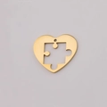Colgante de corazón con pieza de puzzle dorado en acero inoxidable pulido - Grande (25x22mm) / Dorado