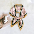 Elegant floral silk scarf in yellow and green edging for versatile neck styling - Floral Sprinkles Beige