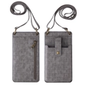 Grey crocodile pattern mini crossbody phone bag with card slots and zipper pocket - Dark Gray