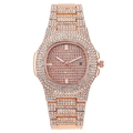 Luxury rose gold women's watch featuring a full diamond dial and crystal-set metal strap - Rose Gold