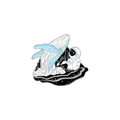 Enamel pin featuring a creative astronaut and whale design in blue and white colors - Astronaut and Whale on Wave