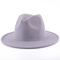 Classic light gray wool fedora hat with a flat wide brim and pinched crown - M (56-58cm) / Light Gray