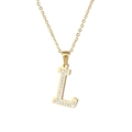 18k gold plated stainless steel necklace featuring a crystal paved letter L pendant - Letter L / Gold