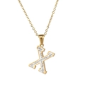 Golden 18k plated stainless steel necklace with sparkling crystal letter X pendant - Letter X / Gold