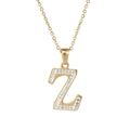 18k gold plated stainless steel letter Z pendant necklace with sparkling rhinestones - Letter Z / Gold