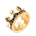 Detailed close-up of golden crown ring with black gemstone and polished metal finish - Gold Black Zirconia