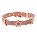 Bracciale in acciaio oro rosa con ciondoli luna stella e cinturino a maglia regolabile - Oro Rosa (KB112811-K)