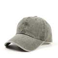 Close-up of dark grey washed cotton baseball cap showing detailed stitching and fabric texture - Adjustable / Dark Green