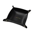 Black faux leather storage tray with gold snap buttons and elegant gold lettering - S: 15*15cm / Black