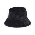 Furry black faux mink bucket hat for women with soft plush texture for winter warmth - Black