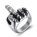 Vintage stainless steel middle finger gesture ring with a retro silver finish - US 7 / Steel