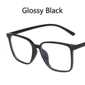 Gafas cuadradas negro brillante con filtro de luz azul y montura retro chic - Negro Brillante