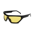 Y2K oversized cycling sunglasses featuring a black wide frame and yellow tinted lenses - Black Frame Yellow Lens