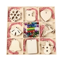 DIY Christmas wooden ornament set with assorted shapes, colorful bells and paint brushes - Wooden Gift Box