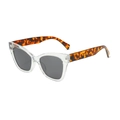 Cat eye sunglasses featuring a clear frame with tortoiseshell temples and smoke lenses - Transparent Frame Gray Lens