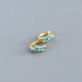S925 sterling silver golden huggie earrings with small turquoise beads inlay - Golden (Turquoise Blue)