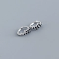 Créoles en argent sterling S925 avec double rangée de zircons noirs sertis - Platine (Zirconium Noir)