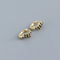 Boucles d'oreilles créoles en argent S925 doré avec double rangée de pierres noires - Or (Zirconia Noir)