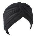 Détail d'un turban noir pailleté avec plis élégants et tissu ethnique brillant - Taille unique / Noir