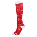Christmas compression socks in red with white reindeer and snowflake festive patterns - Christmas Deer Head