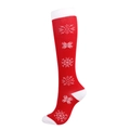 Christmas compression socks in red and white with snowflake patterns for festive sportswear - Red Base Snowflake