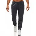 Men's dark grey fleece joggers with elastic drawstring waist and slim fit ribbed cuffs - S / Dark Gray