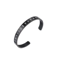 Bracciale Viking in acciaio al titanio nero con rune nordiche luminose e opaco - Nero