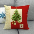 Christmas tree design linen pillowcase in red and beige for festive sofa decoration - Style 20