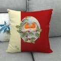 Christmas linen pillowcase featuring a festive robin and holly branch design - Style 29