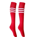 Calzettoni da calcio rossi per adulti e bambini con tre strisce bianche dal design classico - Adulto (Taglia 37-46) / Rosso