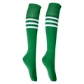 Knee-high green sports socks with three white stripes for football and athletic activities - Green White Edge