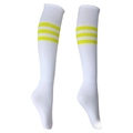 White knee-high football socks with three yellow stripes and ribbed cotton cuffs - White Yellow Edge