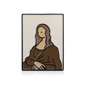 Épingle de revers en émail artistique Mona Lisa avec cadre en métal noir sur blanc - Portrait de Mona Lisa (C1759-5)