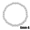 Vista de detalle de pulsera de cuentas de acero inoxidable plateado de 6mm acabado pulido - 6mm / Plateado