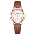 Cute women's quartz watch with brown leather strap and cat-ear rose gold case - Rose Gold Case Brown Strap